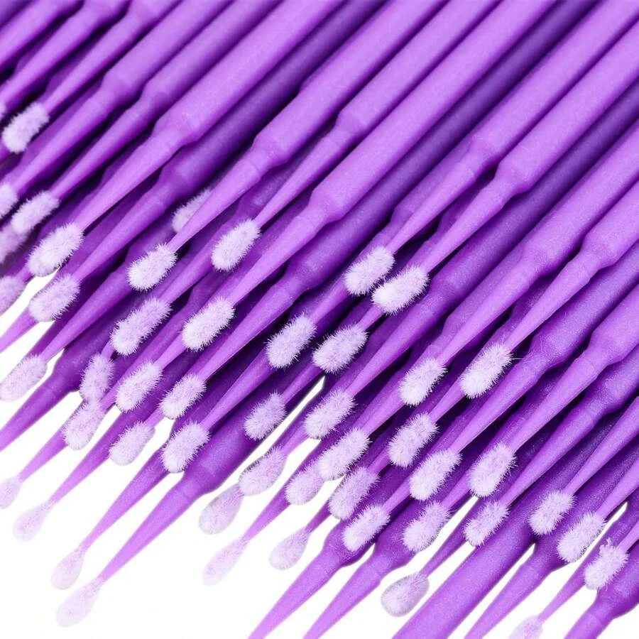 100pcs Micro Eyelash Applicators แปรงแต่งหน้าผ้าฝ้าย Swab สําหรับที่แม่นยําลิปสติกเครื่องสําอางค์อุปกรณ์เสริม