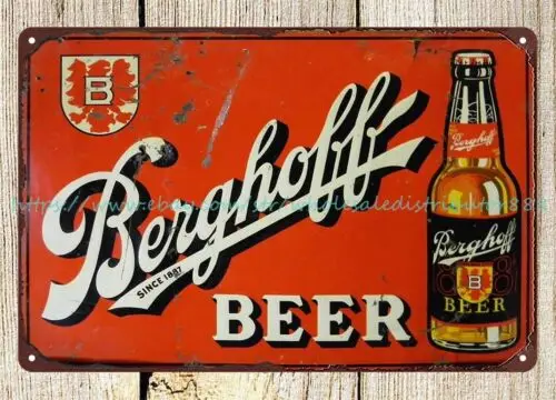 BERGHOFF BEER metal tin sign living room wall art