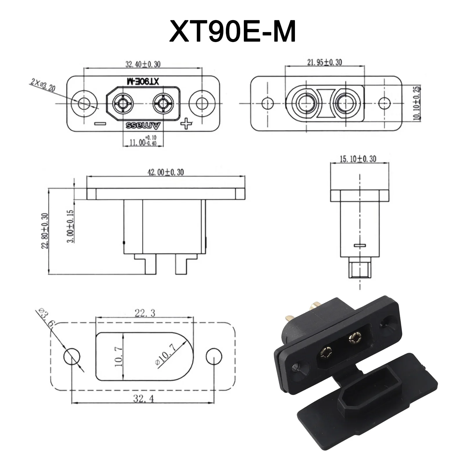 High Current Connector Gold Plated Connector For High Current Applications 120A Peak Current For Battery controller charger