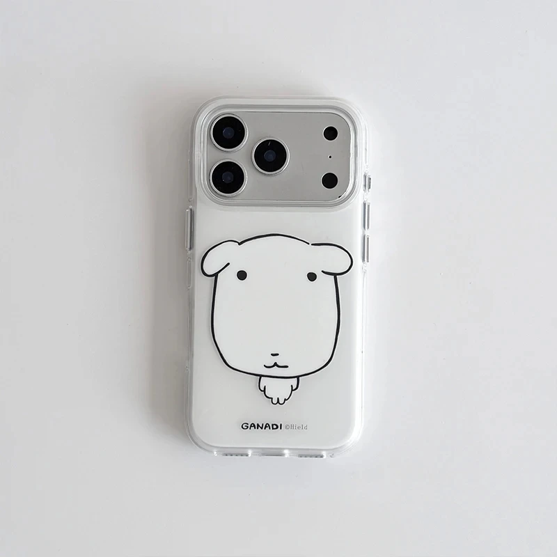 Capa de Silicone Antichoque Y2K Coreana com Desenho de Cachorrinho Branco Fofo para iPhone 17 AIR 16 15 14 13 12 11 Pro MAX Plus