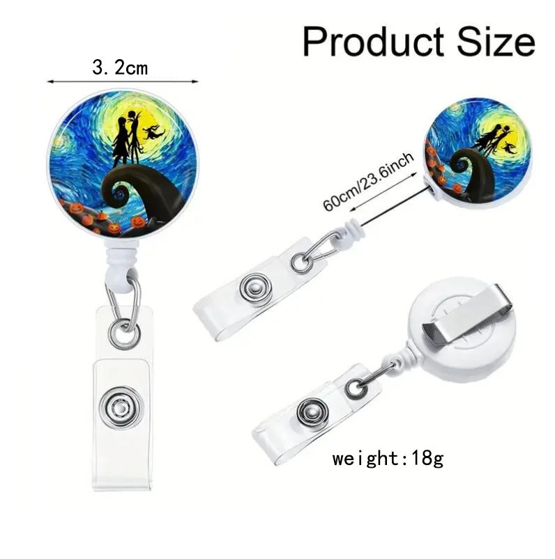 Cartoon Nightmare Before Christmas Easy To Pull Telescopic Clip Doctor Nurse Badge Buckle Telescopic Clip Portable Supplies