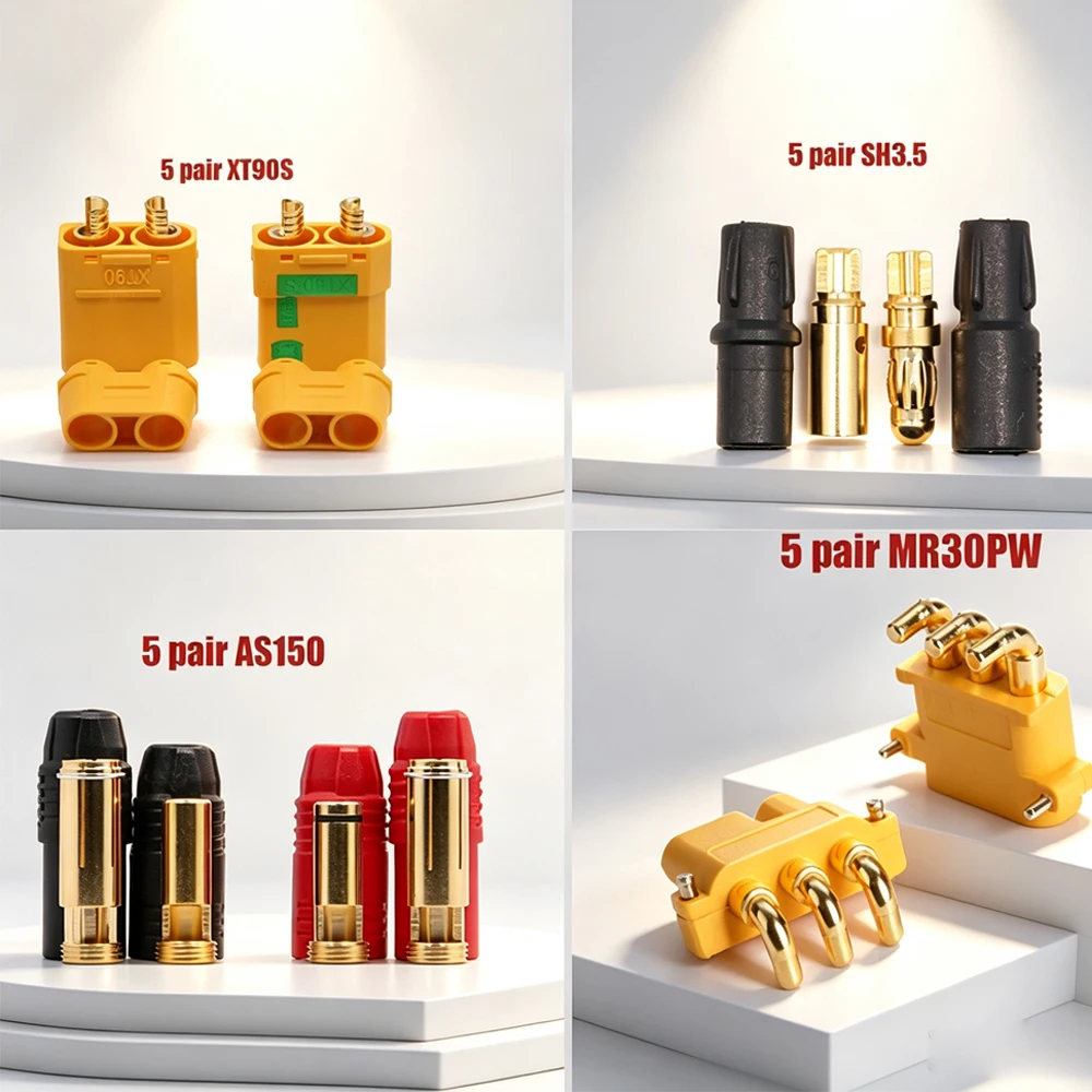 10X Amass Connector Set XT60+ XT30U XT60U XT90 XT90-S MR60 MR30 XT60PW XT90PW XT30PW AS150 XT150 XT60-P MR30PB MT30 MT60 (5 Pair
