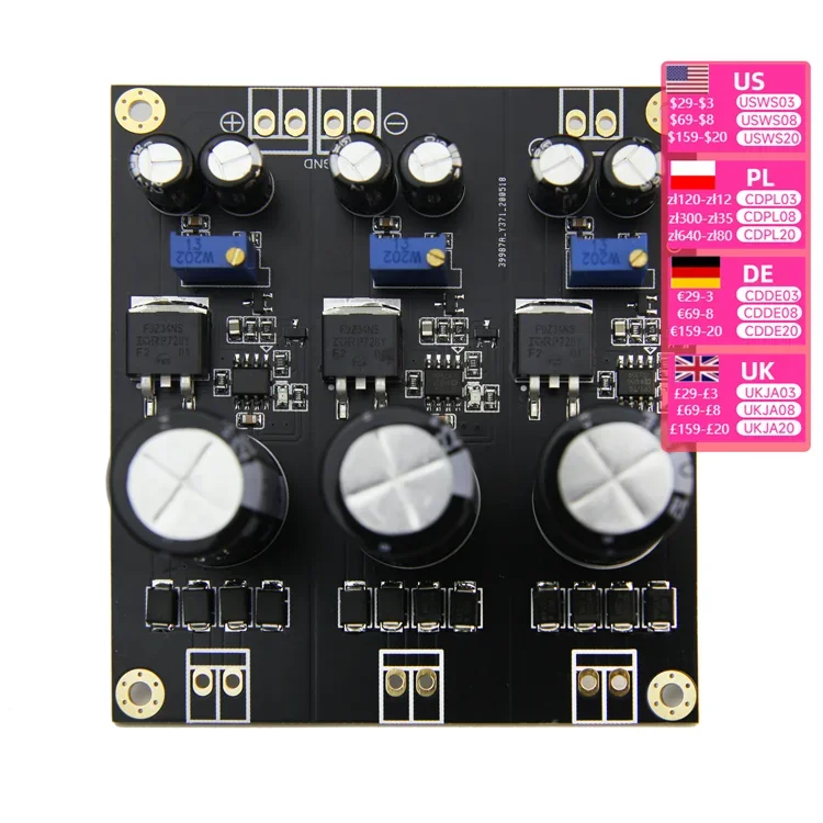 3-way DC stabilized power supply board kit with positive and negative dual voltage HiFi multiple output ± 12V 5V