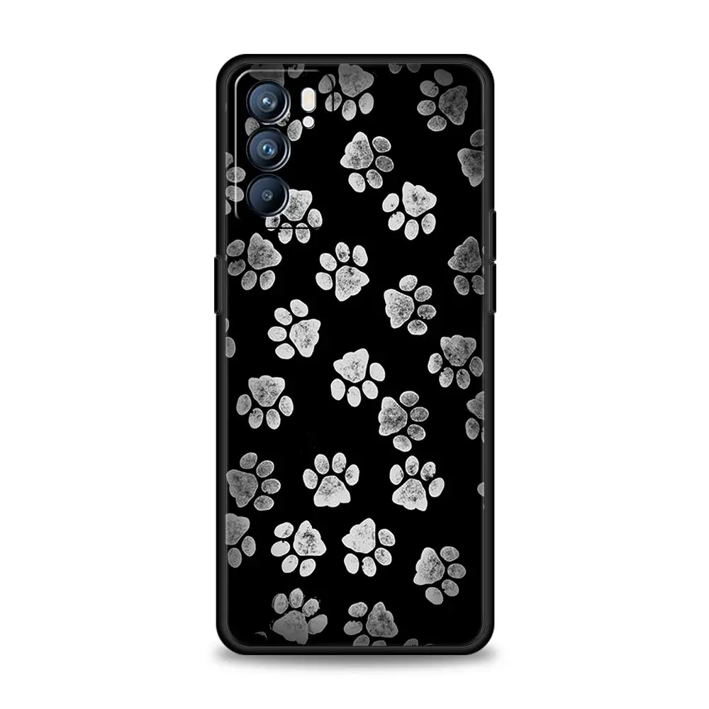 Cute Cat Dog Paw Love Case For Oppo Reno8 Reno7 Reno6 Pro A54 5G Find X6 X5 A53 A52 A9 A15 A95 A17 A16 A76 A74 A57 A31 Cover