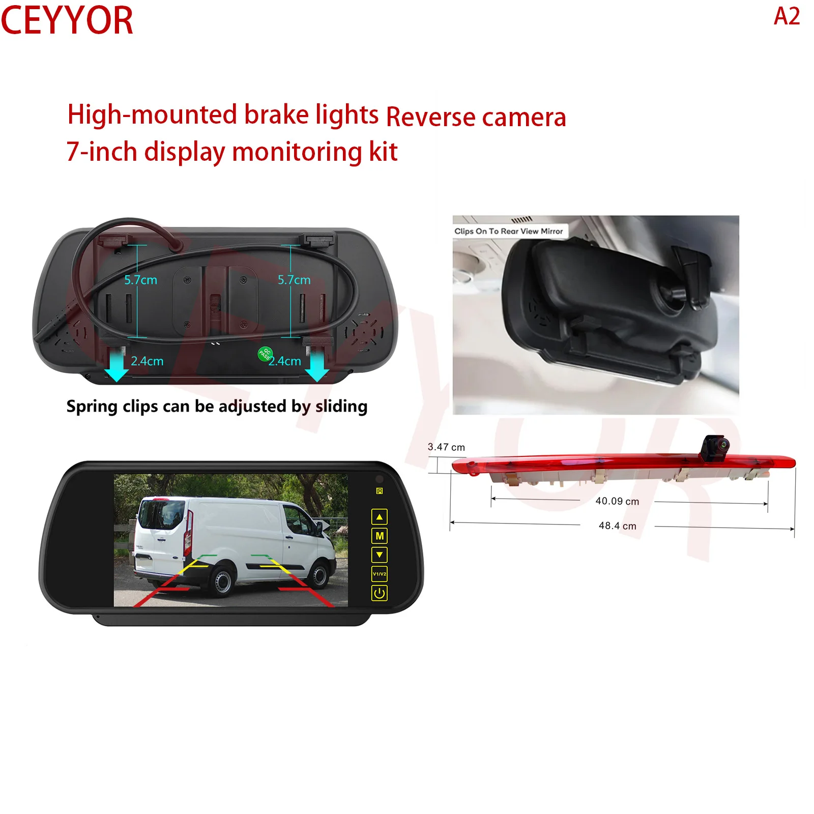 Applicable to Mercedes-Benz Vito W447 High-position brake light reversing camera Equipped with a 7-inch display scree