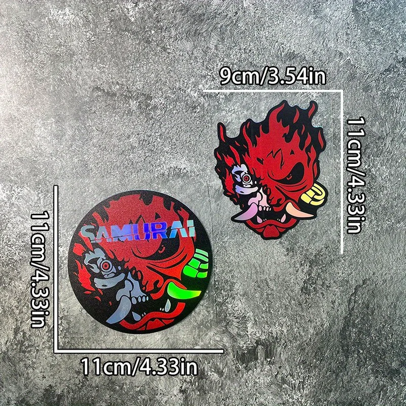 Warrior Cyberpunk Ghost Mask Sticker Set, Holographic Waterproof Vinyl Decals for Car, Motorcycle and Helmet