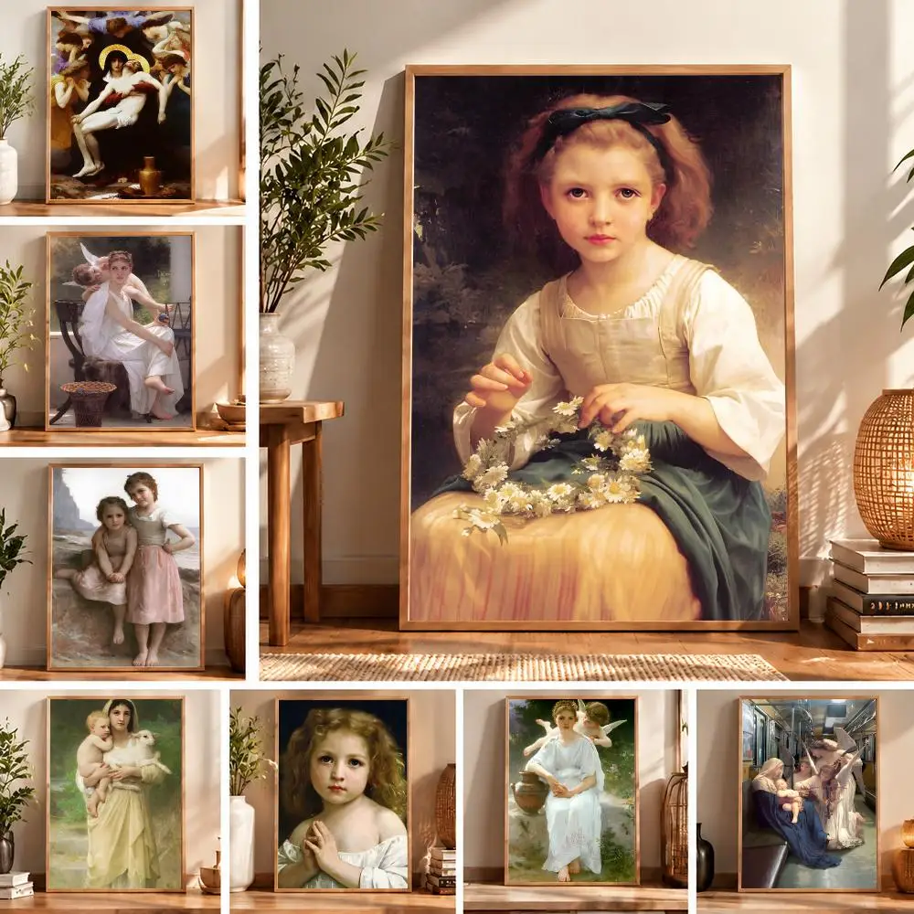 Artist Classic W-William-Adolphe Bouguereau Poster Peel and Stick Poster Bedroom Dorm Cafe Home Theater Decor Gift