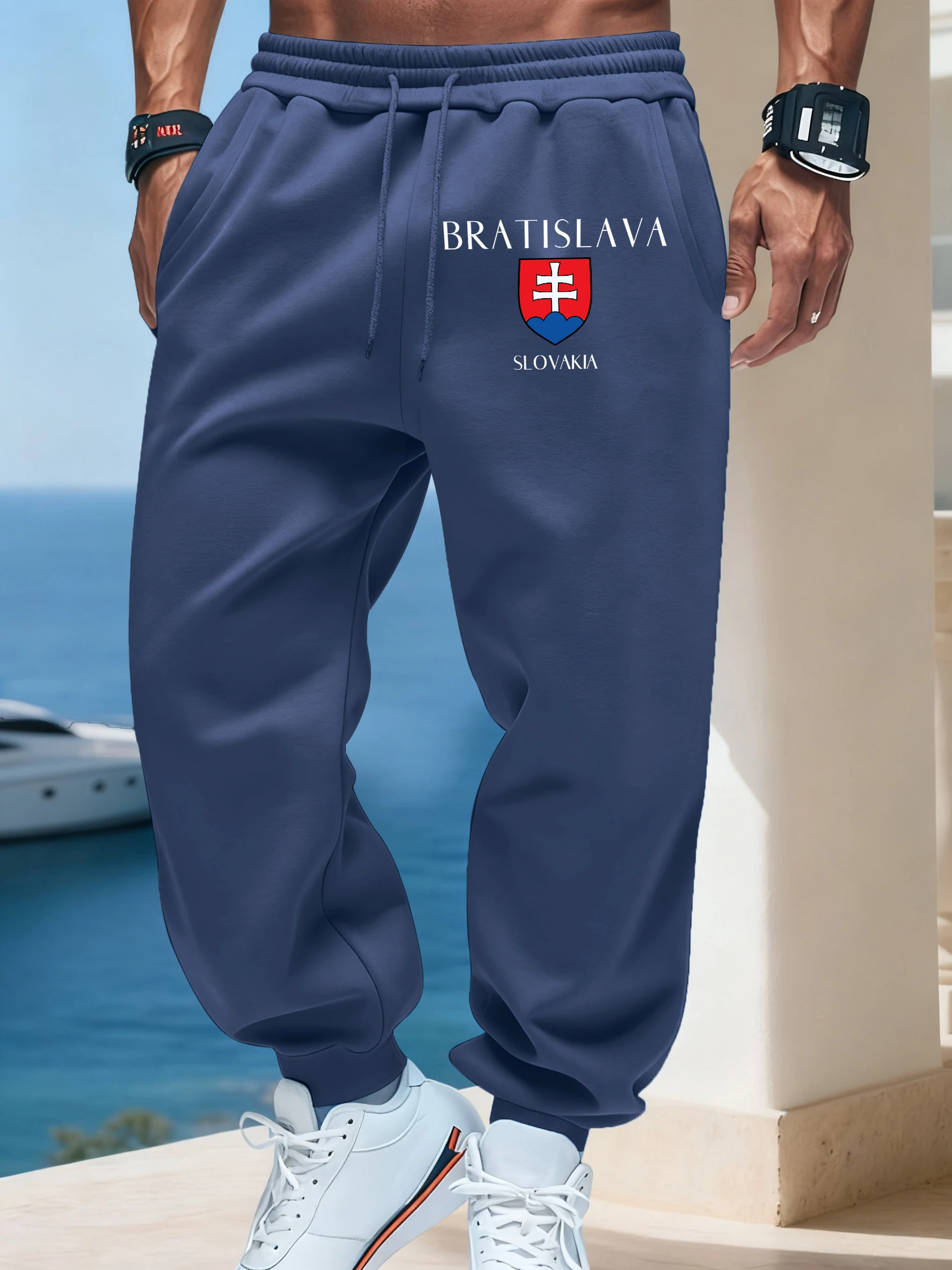 

Bratislava Slovakia Flag Prints Sweatpants Men'S Street Autumn Long Pants Elastic Waist Jogging Trousers Basic Comfy Britches