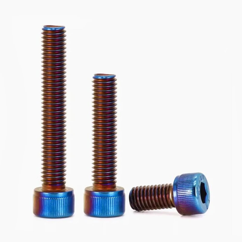 M4 M5 M6 M8 M10 DIN912 Stainless Steel Titanium Blue Plated Hex Socket Cup Head Screws for Bike Motorcycle Car DIY Screws