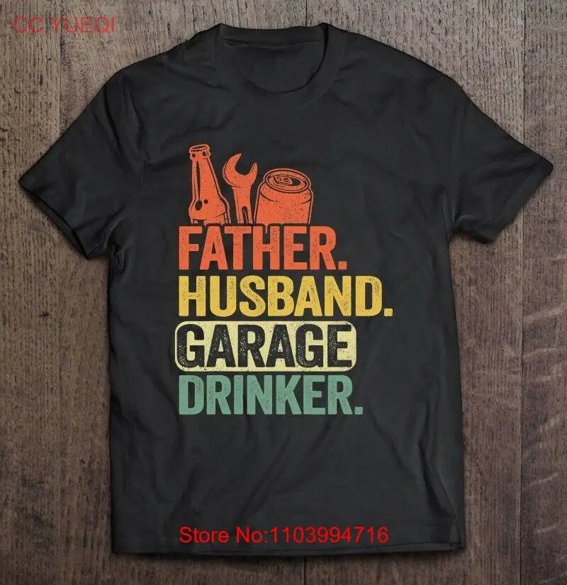 Father Husband Garage Drinker Vintage Mechanic Dad Handyman T-shirt