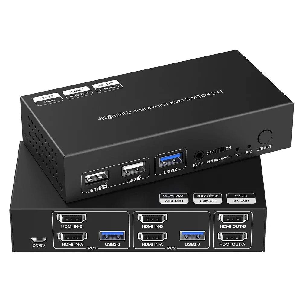 

In stockUSB 3.0 KVM Switch HDMI Dual Monitor 2 Output 2 Computer Remote Video Switch hdmi 8K hdmi Kvm Switch 2 Port Dual Monito