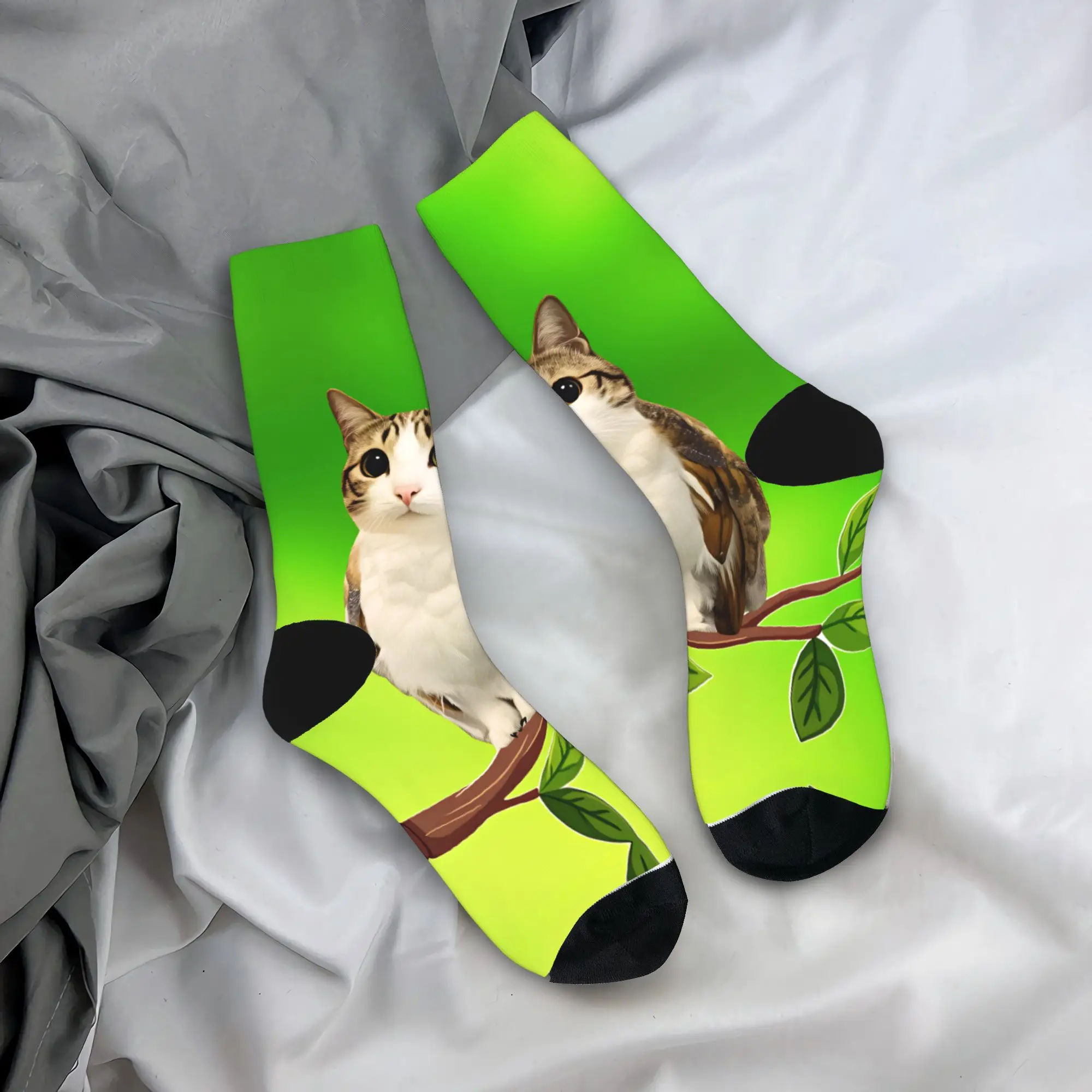 Tree Branch Meowl Cat (2) Socks  Funny Stockings Couple Quality Skateboard Socks Spring Design Anti Slip Socks