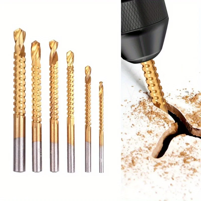 

6pcs Twist Drill Bit Set 3-8mm Suitable for Serrated Grooving Cutting Tap Spiral Metal Plastic Hole Woodworking Tools
