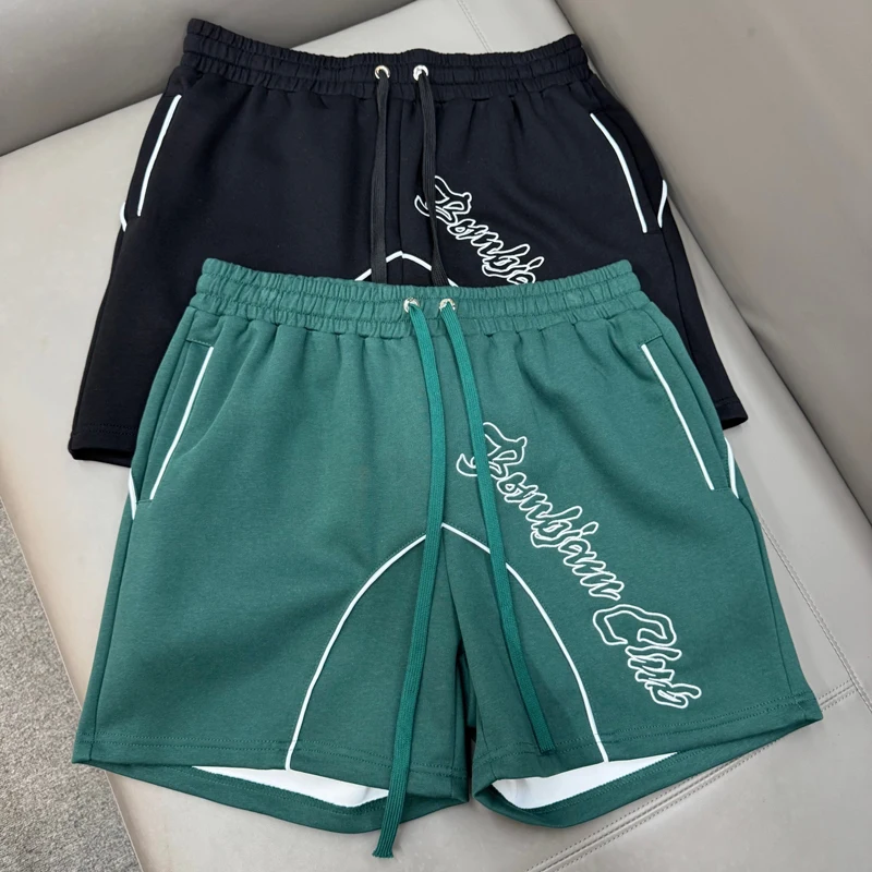 

Black Green Stripe Beach Quarter Shorts Summer Sports Short Pants Men Women American High Street Casual Shortpants