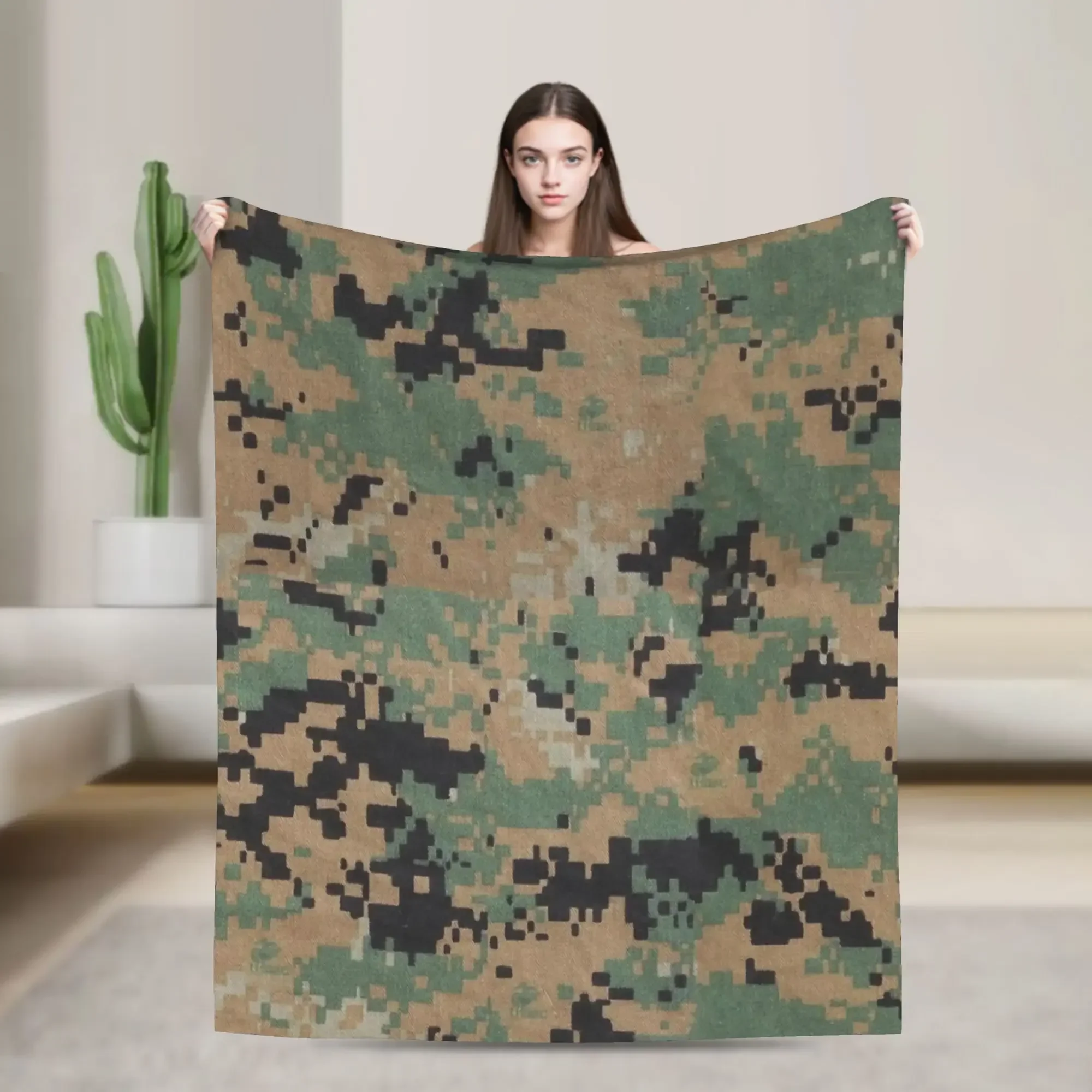 

Marpat Camo Throw Blanket Warm Soft Plush for Outdoor Travel Flannel Bedspread Cover