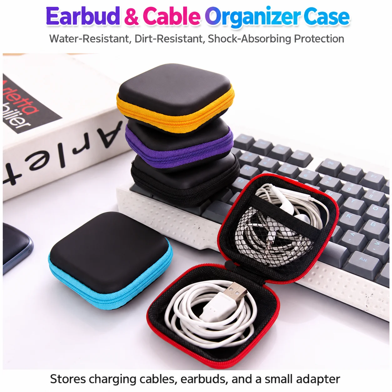 Zipper Earphone Case Dust Resistant Portable Storage Case Earphone Storage Case Compartmented For Usb Drives Charging Cables