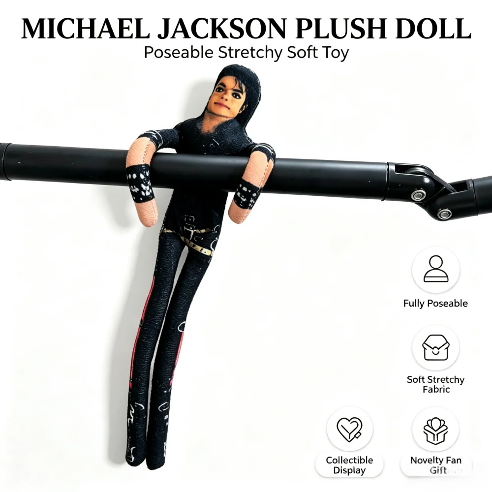 Michael Jackson Plush Doll Movable Joint Figure, Cosplay Collection Prop Soft Stuffed Toy, Room Decor Gift for Music Fans