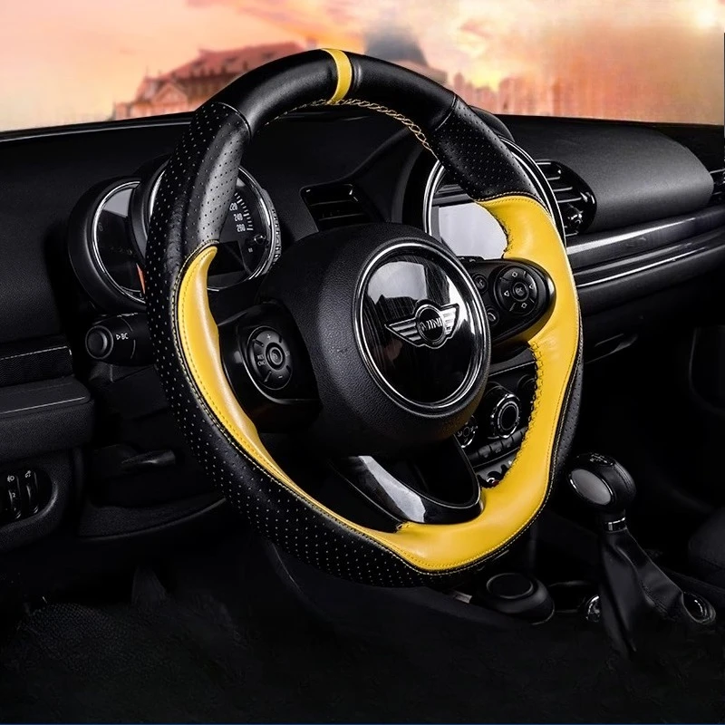 

Hand-stitched non-slip Genuine Leather car Steering Wheel Cover for Mini (Hatchback/Mini) JCW Clubman JCW Convertible