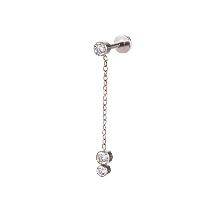 ASTM F136 Titanium Flower and Disc Dangling Earrings Internal Thread Body Piercing Jewelry