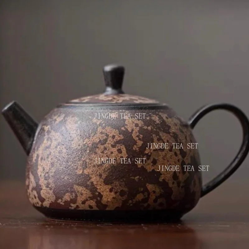 150ml Rustic Kiln Changed Ceramic Teapot with Iron Rust Patina and Black Glossy Accents Handmade Kung Fu Tea Pot Tea Ceremony