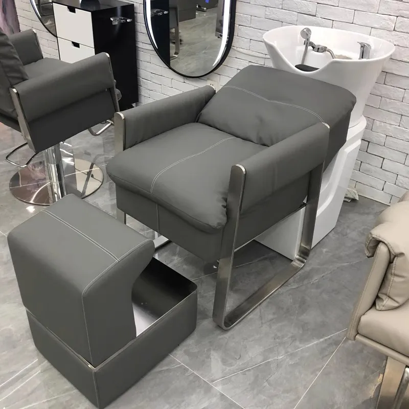 New high-end barber shop hair salon special semi-reclining shampoo bed hair shop flush bed ceramic basin hair care shampoo bed