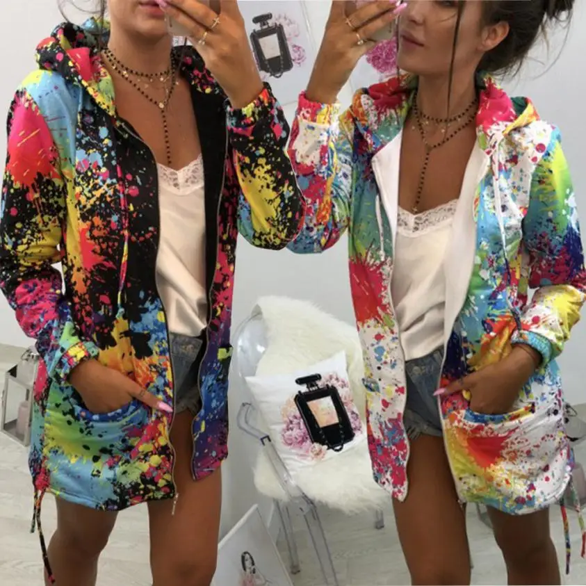 Capispalla e cappotti giacche moda Tie dyeing stampa Outwear felpa con cappuccio soprabito cappotti e giacche donna 2022