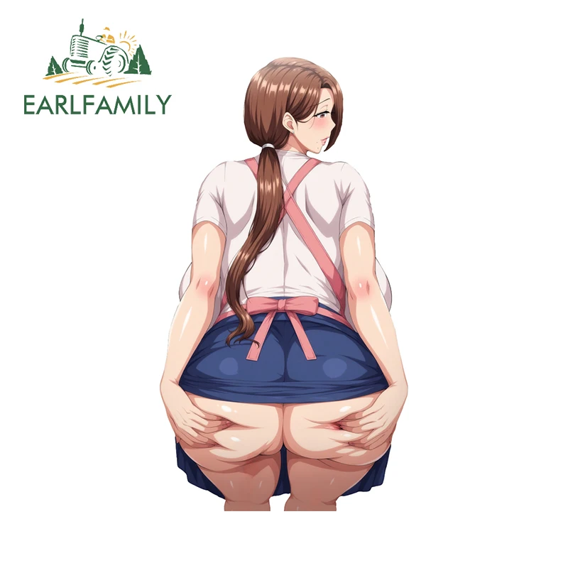 EARLFAMILY 13cm x 7.1cm Young Married Woman Stickers NSFW Butt Hentai Sex Ass Grab Dresses Ahegao Car Accessories Decals