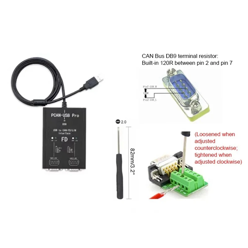 PCAN-USB Pro PCAN FD PRO 12Mbit/S USB To CAN Adapter 2CH CAN FD Compatible With IPEH-004061 For PEAK Durable Easy Install