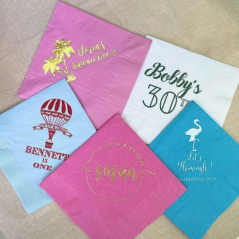 

Personalized Party Napkins, 3ply Wedding Napkins, Customized Cocktail Foil Printed Napkins, Birthday Party Beverage Napkins, Bab