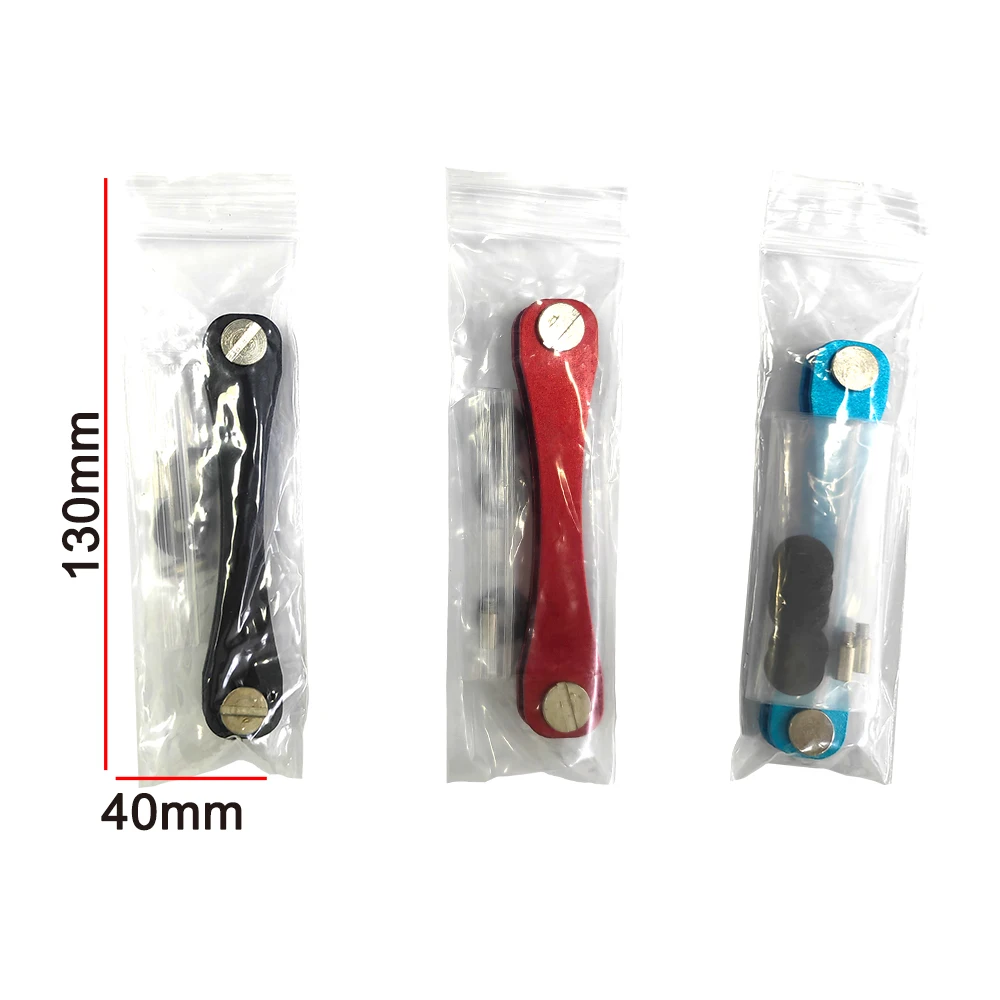 1pc Multifunctional Black Aluminum Alloy Key Storage Clip Red Key Accessory Sleeve Key Box Blue Hand Tool Accessories