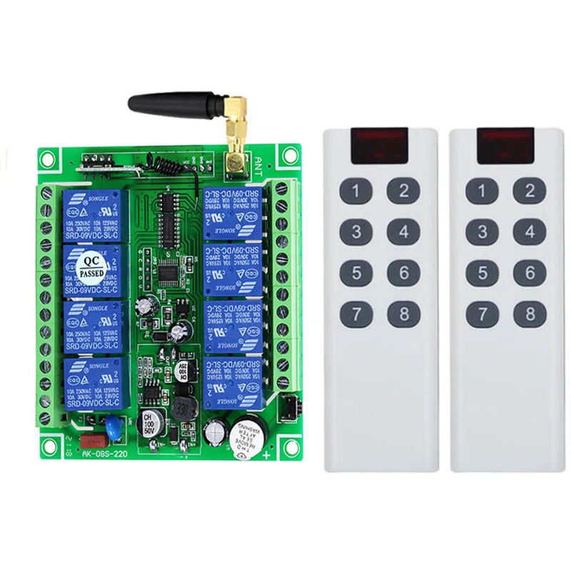 

DC12V 24V 36V 48V 8CH 8-канальный беспроводной пульт дистанционного управления светодиодный выключатель света релейный выход радиочастотный передатчик и приемник 433 МГц