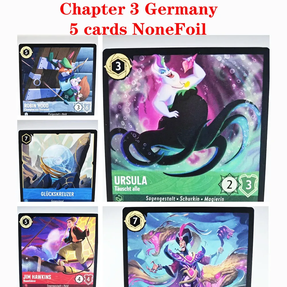 

Lorcana Proxy Chapter 3 Into the Inklands NoneFoil German–ursula jafar robin des bois sou fetiche jim hawkins TCG Game Cards