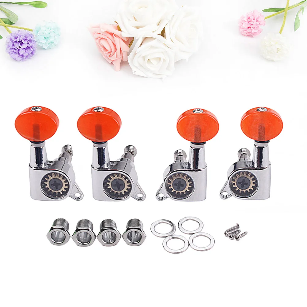 

4Pcs Ukulele Sealed Tuning Pegs 2l2r Heads Amber Button Nuts Screws Acoustic Ukulele Replacement Tuners