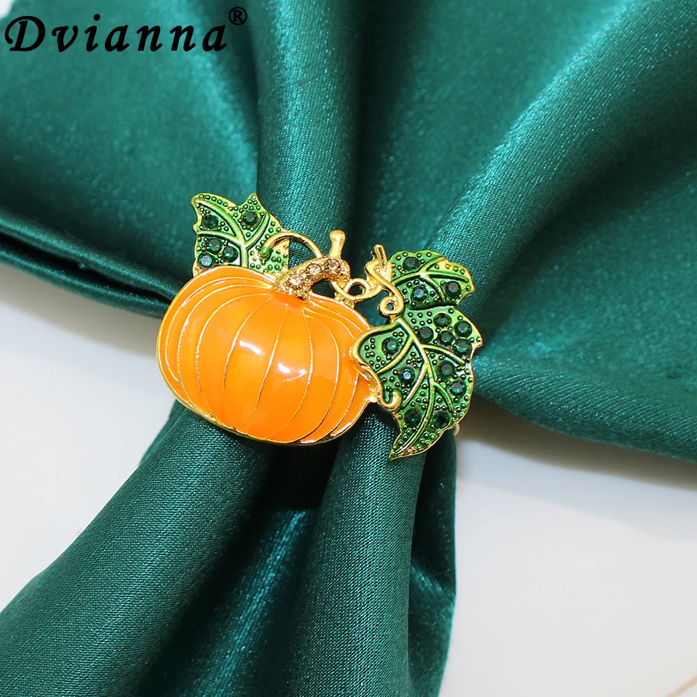 

6 шт. оранжевые кольца для салфеток с тыквой, фермерский дом, осенний держатель для салфеток со стразами для украшения праздничного свадебного стола на День благодарения