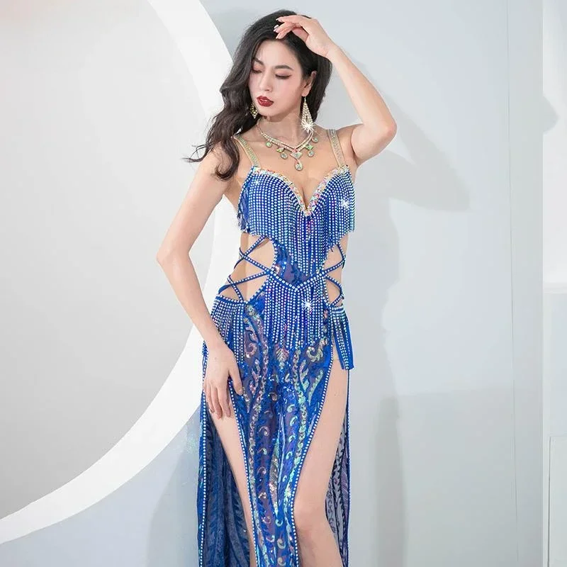 

Egyptian BellyDance Performance Costumes Rhinestone Tassel Embroidery Dress Oriental Dance Professional Performance Clothing