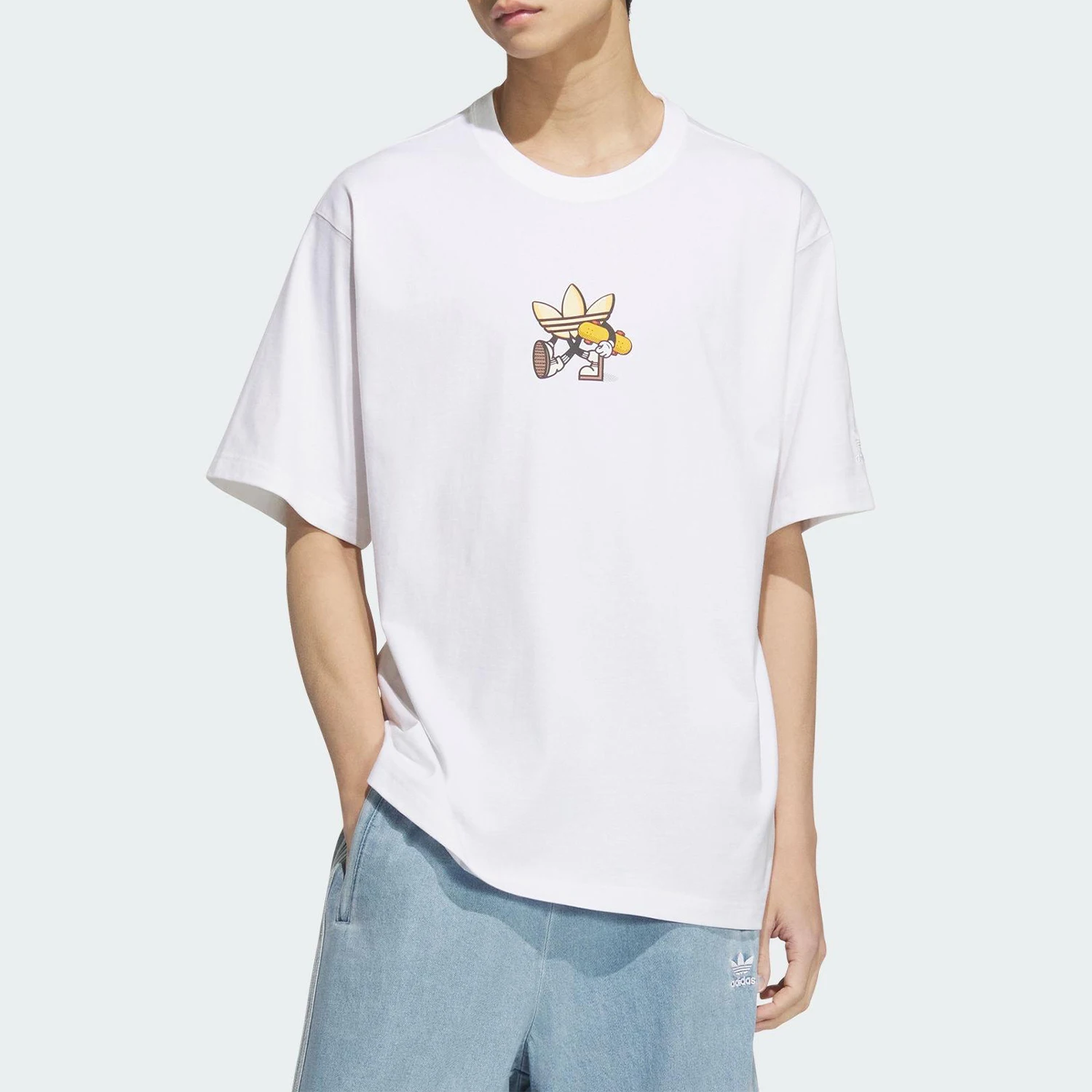 

Adidas genuine Trefoil Men's Knitted Breathable Loose Short Sleeve T-shirt KC3112