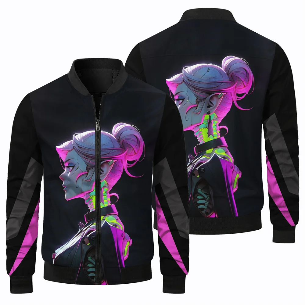 Chaqueta con cremallera para hombre y mujer, chaqueta con estampado 3D completo de personaje de Anime, ropa informal adecuada para primavera y otoño