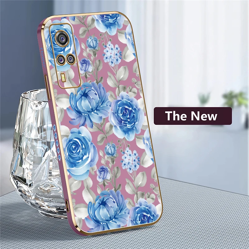 Plating Silicone Phone Case For Vivo Y01 Y12 Y12i Y11S Y11 Y15 Y15A Y15S Y9S Y5S Y03T Y02S Y02 Shockproof Flower Pattern Cover #4