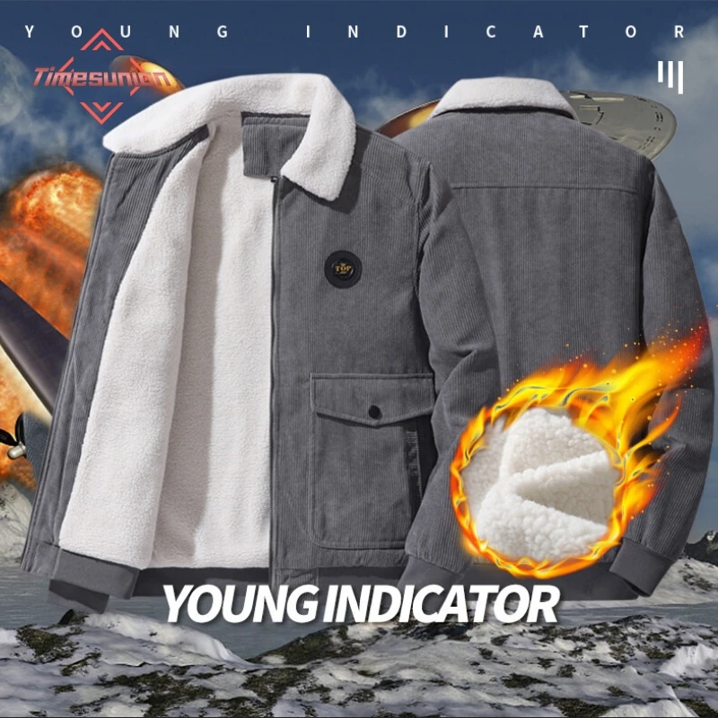 

Мужская теплая флисовая подкладка Толстая осенне-зимняя куртка с воротником Повседневная верхняя одежда Теплая куртка для середины молодежи для взрослых Верхняя одежда для женщин