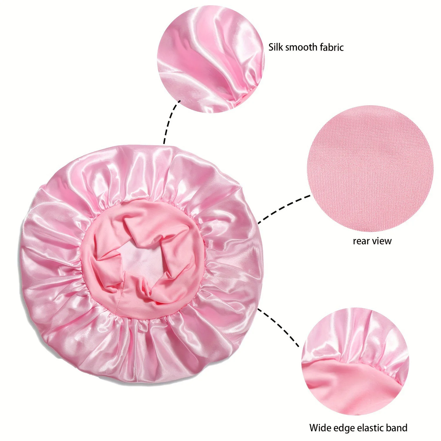 Luxus 4 TEILE/LOS 2 Kissenbezug Haar Scrunchie Nacht Hut Set Mode Imitation Seide Satin Kissenbezug Schlaf Set werkzeug Seidige Kappe – Detail 4