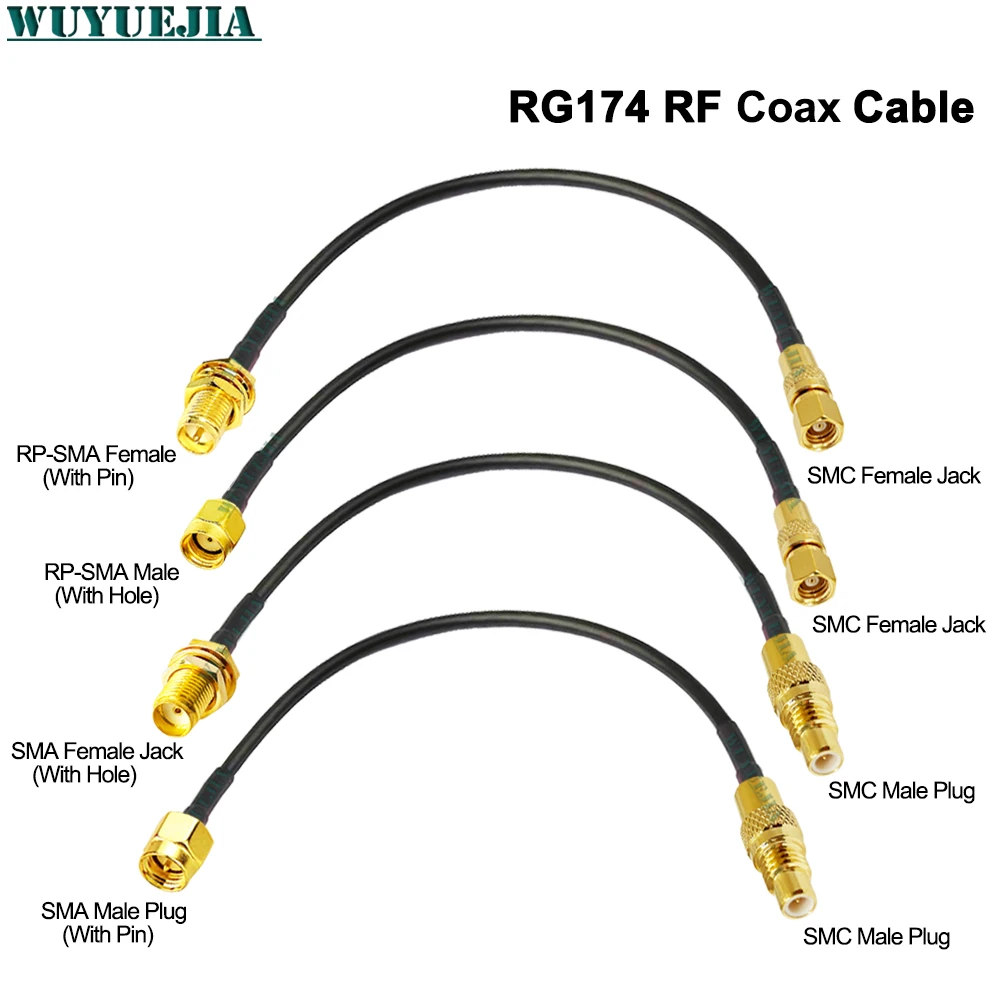 RG-174 Pigtail Coaxial Cable SMC Female Jack to SMA Male Plug RP-SMA 50 ohm Connector For GPS And Low-Power Wireless Systems
