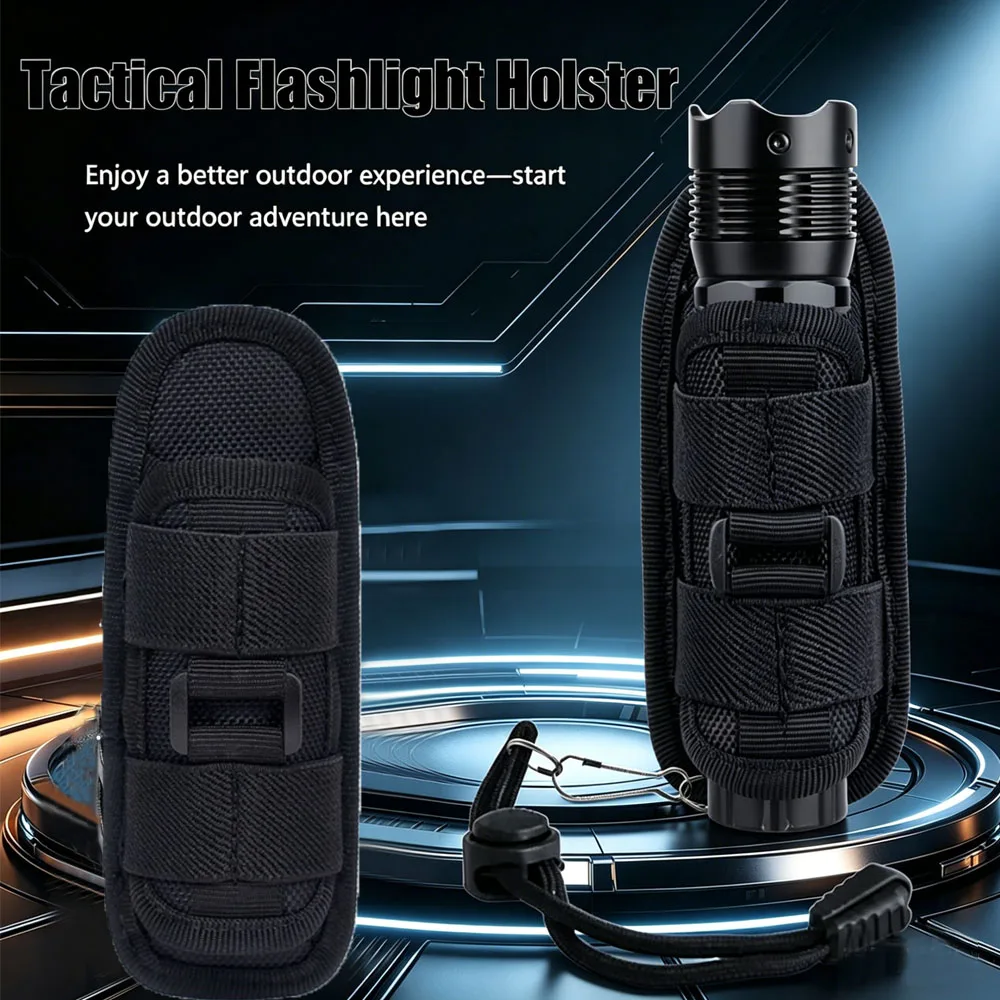 360-Degree Rotatable Tactical Torch Holster, Hands-Free Belt Clip, Multi-Functional Torch Holster, Adjustable Nylon Torch Clip