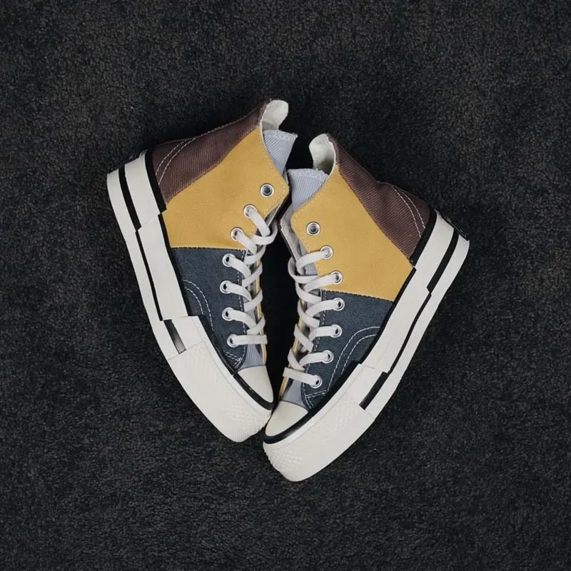 Casual High-Top Canvas Sneakers with Rubber Outsole