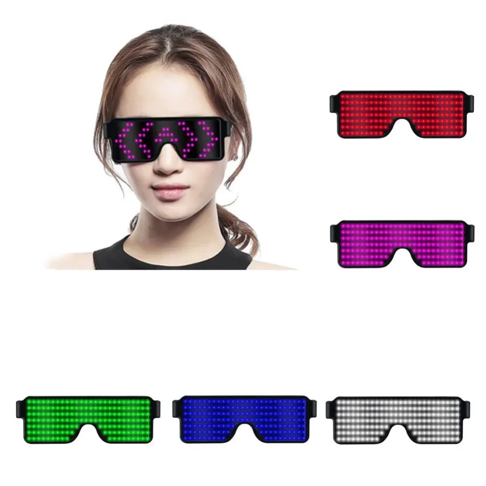 Imagem -04 - Multilingue Led Luminous Party Glasses Usb Charge Piscando Idiomas Personalizados Óculos Feriado de Natal Concert Sunglasses