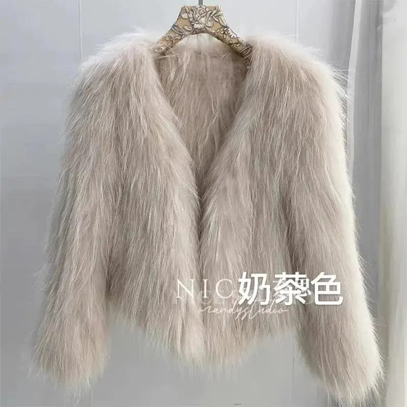 2023 Winter Women Faux Fur Coat Long Sleeves V-neck Korean Fashion High-end Thick Warm Lady Faux Fur Coats