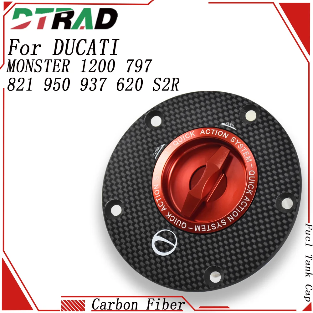 Motorcycle Racing Carbon Fiber Quick Lock Gas Fuel Tank Cap Cover For DUCATI MONSTER 1000 1200 797 800 821 600 620 950 S2R S4R
