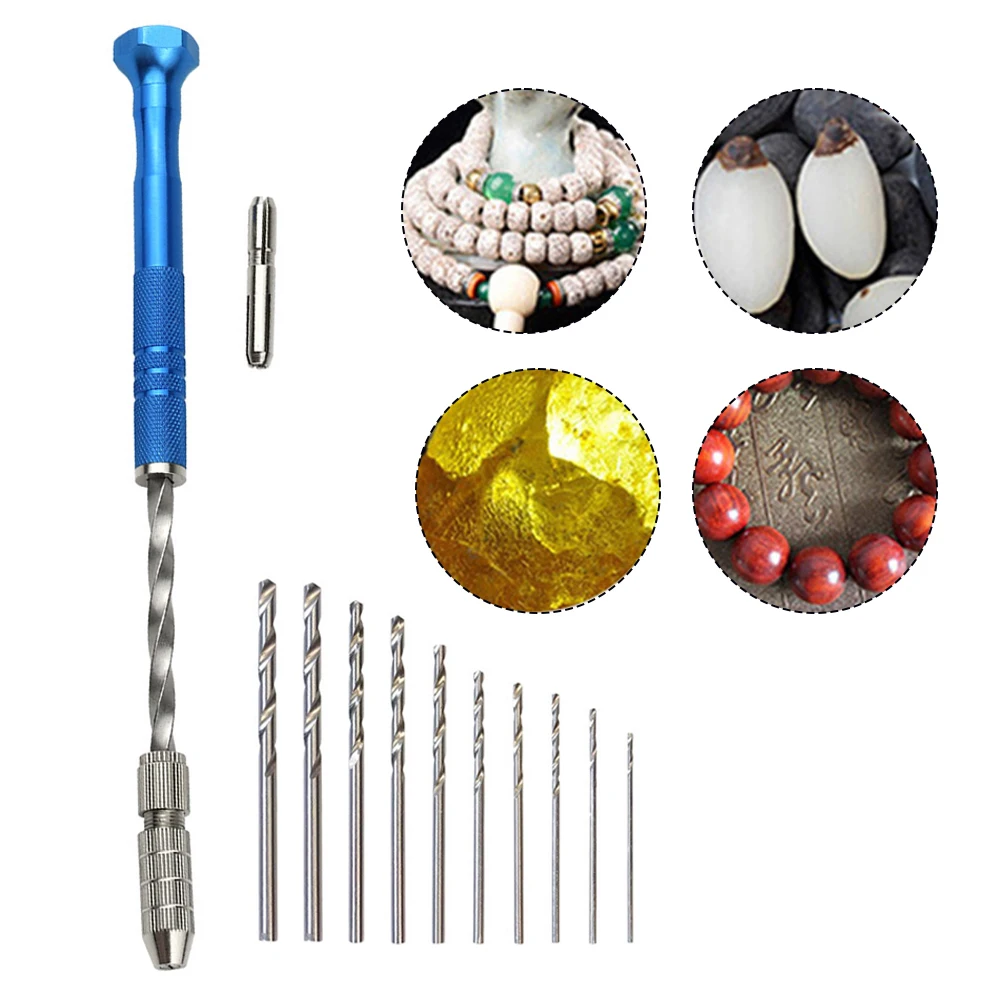 Blue Extended Semi-automatic 0.8-3mm Hand -Twist Drill Amber Plastic Circuit Board Drilling Tool -Twist Drill Set Hand Tools