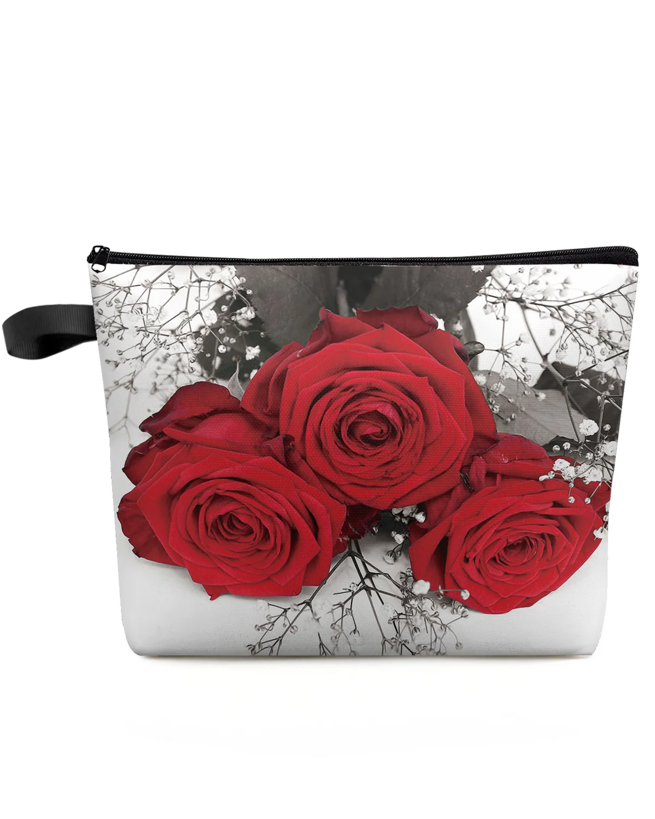 

Винтажная косметичка с красными цветами розы, сумка, необходимое для путешествий, женская косметичка, органайзер для унитаза, детский карандаш для хранения