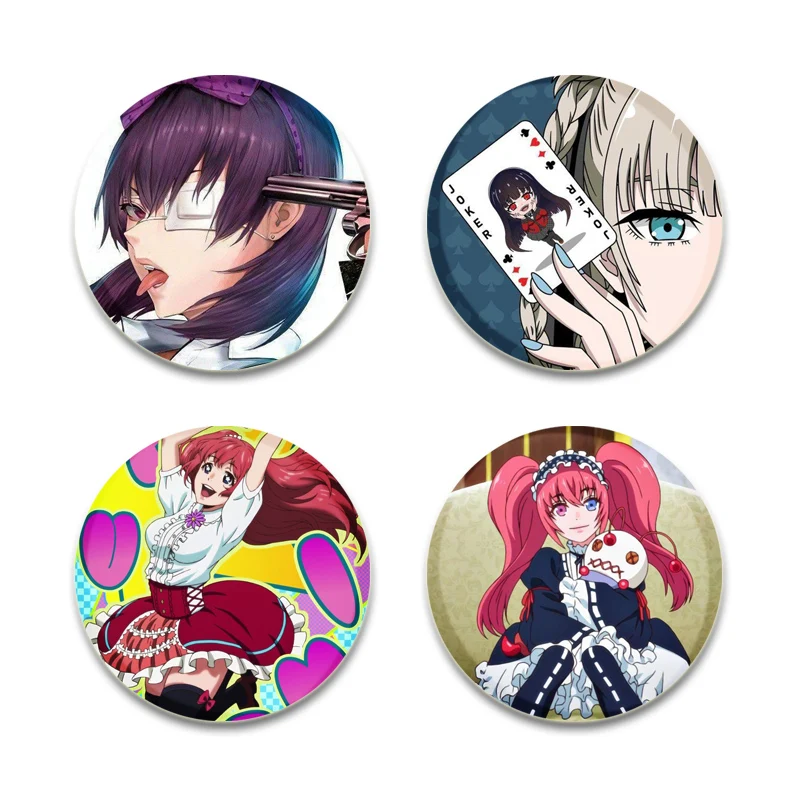 58mm Anime Kakegurui Brooches Yumeko Jabami Cartoon Cosplay Badge for Backpack Decor Jewelry Gifts Round Handmade Lapel Pins