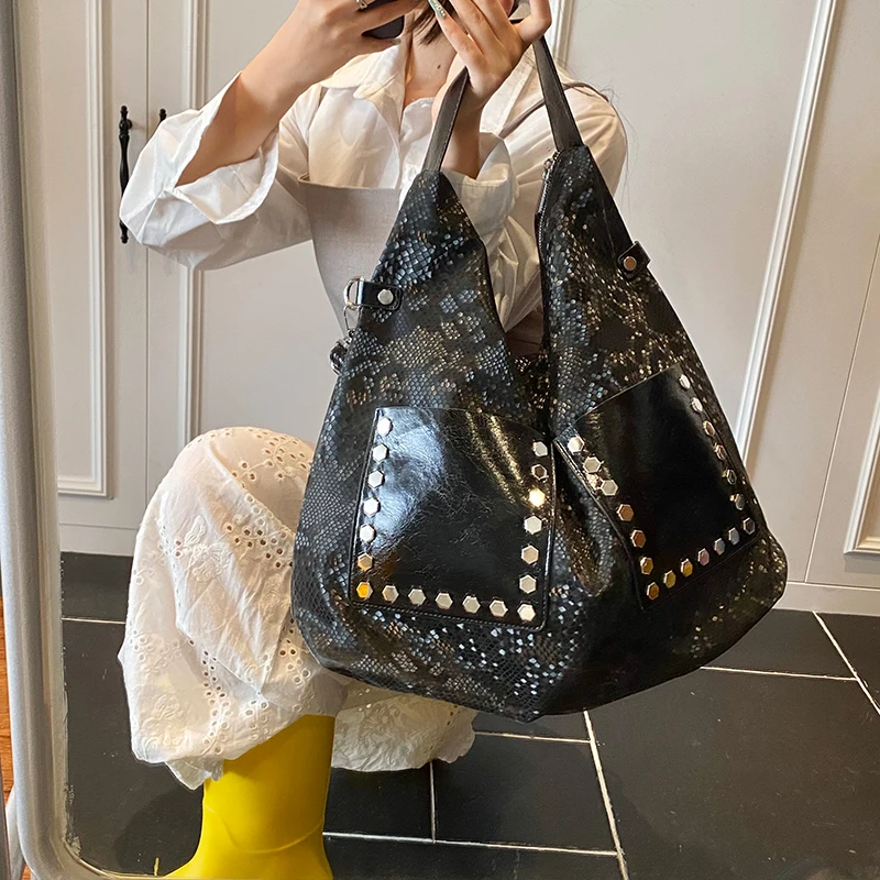 

Large Black Women's Shoulder Bags Big Size Fashion Tote Bag Quality Pu Leather Hobos Crossbody Bag Female Travel Shopper Handbag
